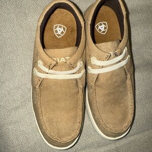 Ariat Hilo Shoes Kids Size 13 Tan Canvas Slip On Loafer